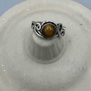 Silver Ring with Gold Stone Accent